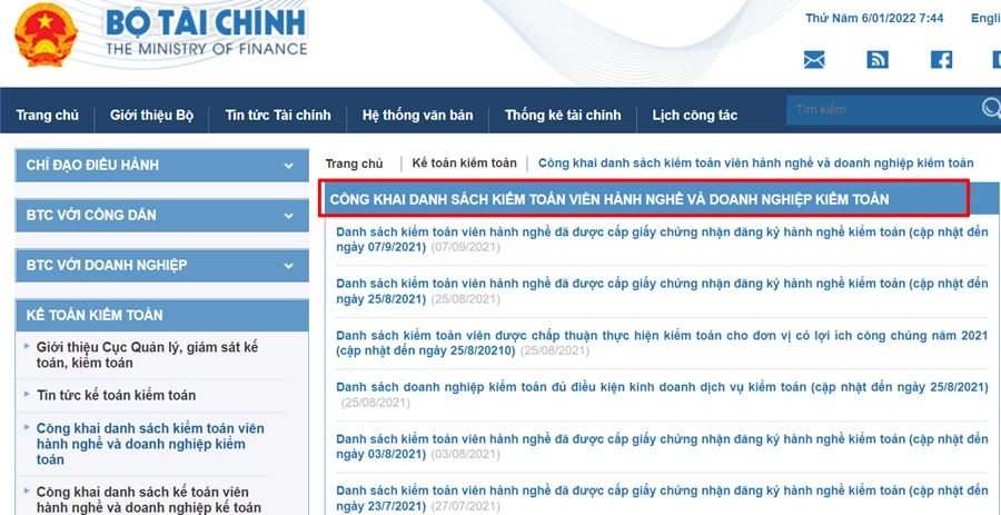 Danh sách doanh nghiệp kiểm toán đủ điều kiện kinh doanh dịch vụ kiểm toán