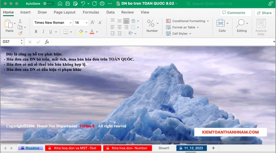 Giao diện phần mềm excel tra cứu doanh nghiệp bỏ trốn mới nhất 9.02